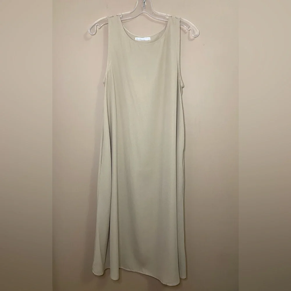 Oak + Fort Tan Beige Sleeveless Midi Dress - Picture 3 of 11